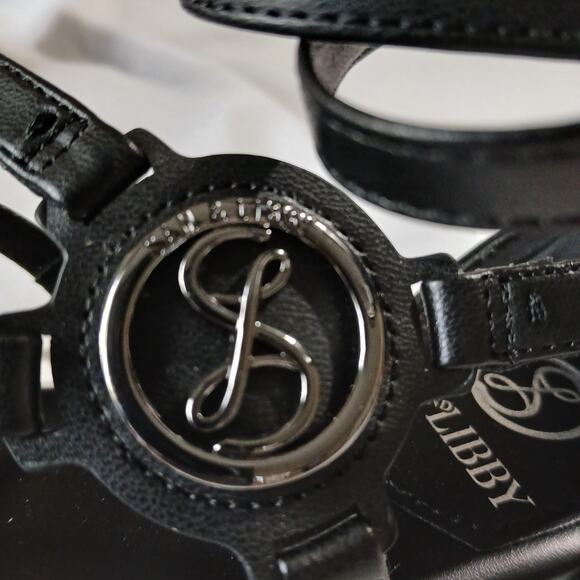 Sam & Libby Sandals W 7 Black Reed Strappy Flat Back Zip Casual Faux Leather - Picture 8 of 16